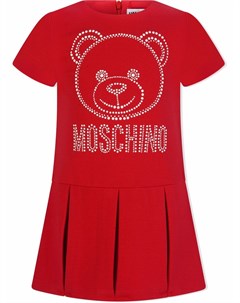 Платье с плиссировкой и логотипом Moschino kids