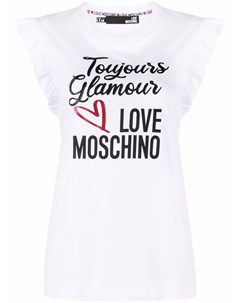 Футболка с оборками и логотипом Love moschino