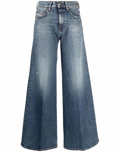 Укороченные широкие джинсы с эффектом потертости Diesel