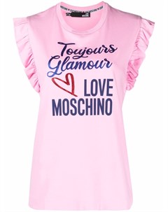 Футболка с оборками и логотипом Love moschino