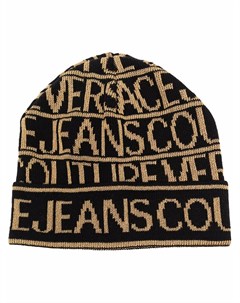 Шапка бини в рубчик с логотипом Versace jeans couture