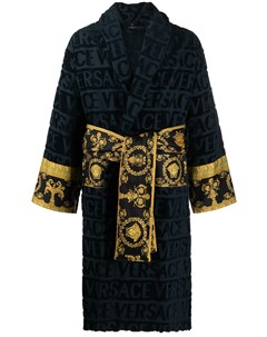 Короткий халат с принтом Barocco и логотипом Versace