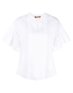 Блузка с расклешенными рукавами и английской вышивкой Twinset