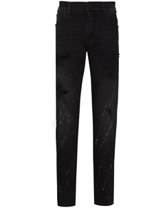 Прямые джинсы с эффектом разбрызганной краски Dolce&gabbana