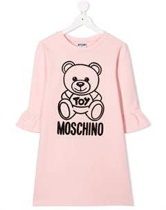 Платье с фактурным логотипом Moschino kids