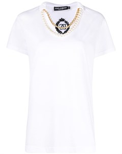 Декорированная футболка с V образным вырезом Dolce&gabbana