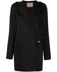 Двубортное пальто с капюшоном Twinset