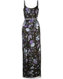Вечернее платье макси с цветочной вышивкой Marchesa notte