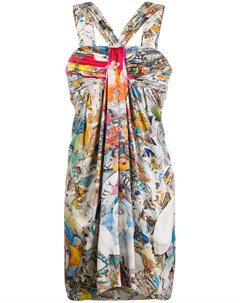 Присборенное платье с абстрактным принтом Versace pre-owned