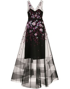 Вечернее платье из тюля с цветочной отделкой Marchesa notte