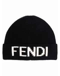 Шерстяная шапка бини с логотипом Fendi