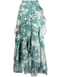 Платье с цветочным принтом и асимметричным подолом Marchesa notte