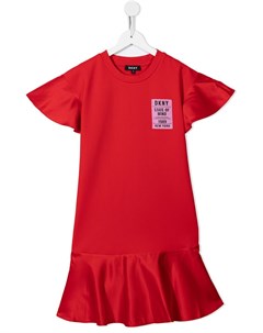 Платье футболка с нашивкой логотипом Dkny kids