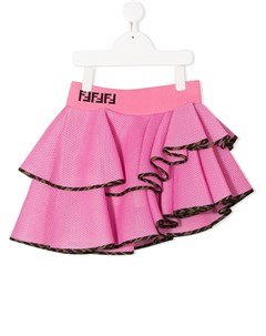Сетчатая юбка асимметричного кроя с оборками Fendi kids