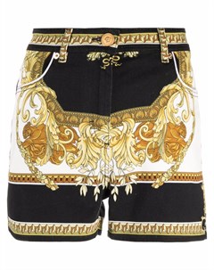 Джинсовые шорты с принтом Baroque Versace
