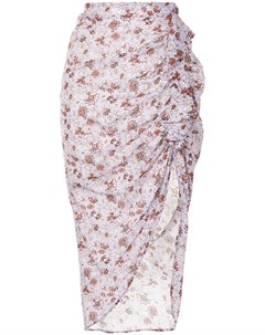 Асимметричная юбка с оборками и цветочным принтом Veronica beard