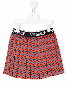 Плиссированная юбка с геометричным принтом Versace kids