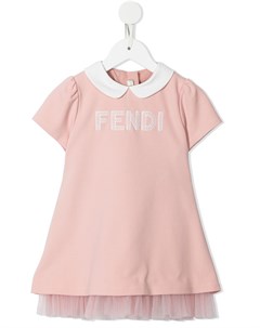 Платье с короткими рукавами и логотипом Fendi kids