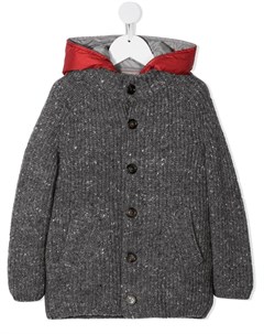 Пальто на пуговицах с капюшоном Brunello cucinelli kids