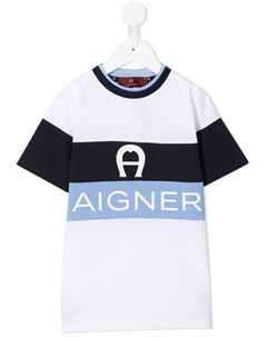 Футболка с контрастными полосками и логотипом Aigner kids