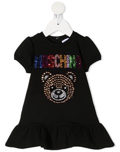 Платье футболка с декорированным логотипом Moschino kids