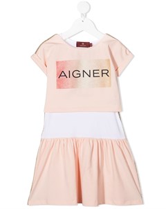 Платье с короткими рукавами и логотипом Aigner kids