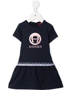 Платье мини А силуэта с логотипом Aigner kids