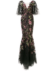 Полупрозрачное платье с цветочным узором Marchesa