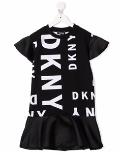Платье с баской и логотипом Dkny kids