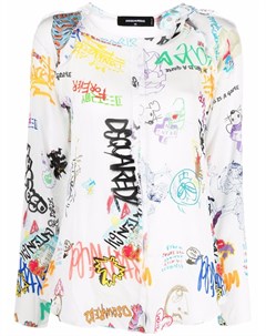 Блузка с длинными рукавами и принтом граффити Dsquared2