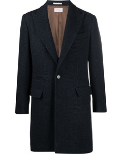 Однобортное пальто с узором шеврон Brunello cucinelli