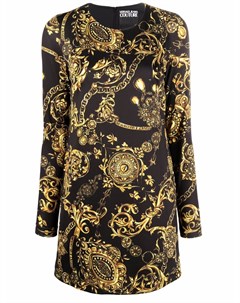 Платье мини с длинными рукавами и принтом Baroque Versace jeans couture