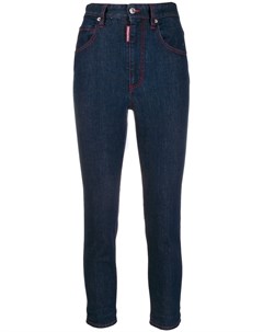 Укороченные джинсы с завышенной талией и металлическим логотипом Dsquared2