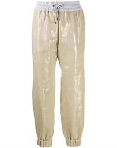 Укороченные спортивные брюки с эффектом металлик Brunello cucinelli