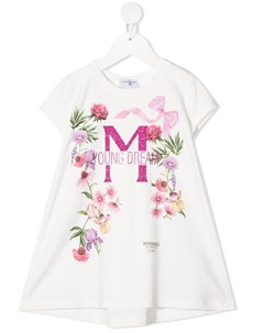 Платье футболка с цветочным принтом Monnalisa
