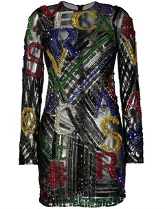 Платье мини с пайетками и логотипом Versace pre-owned