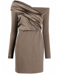 Платье мини с открытыми плечами и сборками Fendi