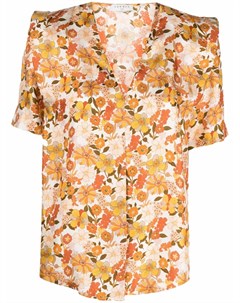 Блузка с цветочным принтом и V образным вырезом Sandro