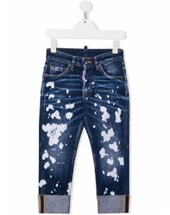 Прямые джинсы с эффектом разбрызганной краски Dsquared2 kids