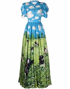 Длинное платье рубашка с принтом Moschino