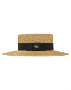 Соломенная шляпа с деталью в форме пчелы Gucci
