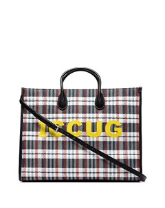 Клетчатая сумка тоут с вышивкой Iccug Gucci