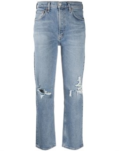 Укороченные джинсы с эффектом потертости Agolde
