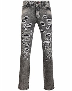 Узкие джинсы с эффектом потертости Philipp plein