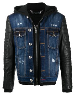 Джинсовая куртка с кожаными вставками Philipp plein