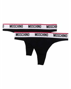 Комплект из двух трусов стрингов с логотипом Moschino