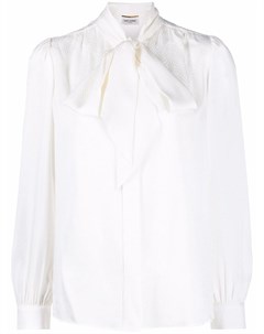 Шелковая блузка с бантом Saint laurent