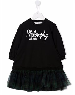 Флисовое платье с логотипом Philosophy di lorenzo serafini kids