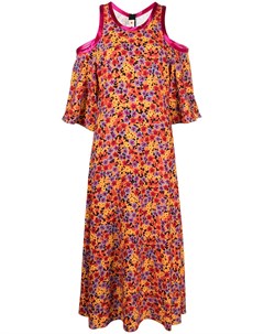 Платье с цветочным принтом и открытыми плечами Marni