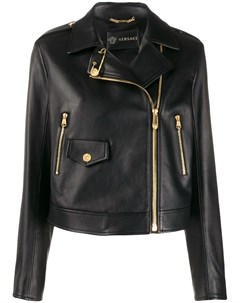 Укороченная байкерская куртка с декоративной булавкой Versace